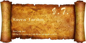 Vavra Tardos névjegykártya